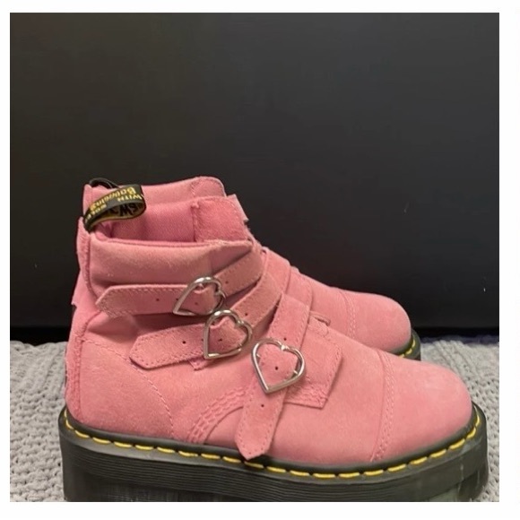 Pink Suede Dr. Martens x Lazy Oaf Platform Boots - Picture 2 of 7